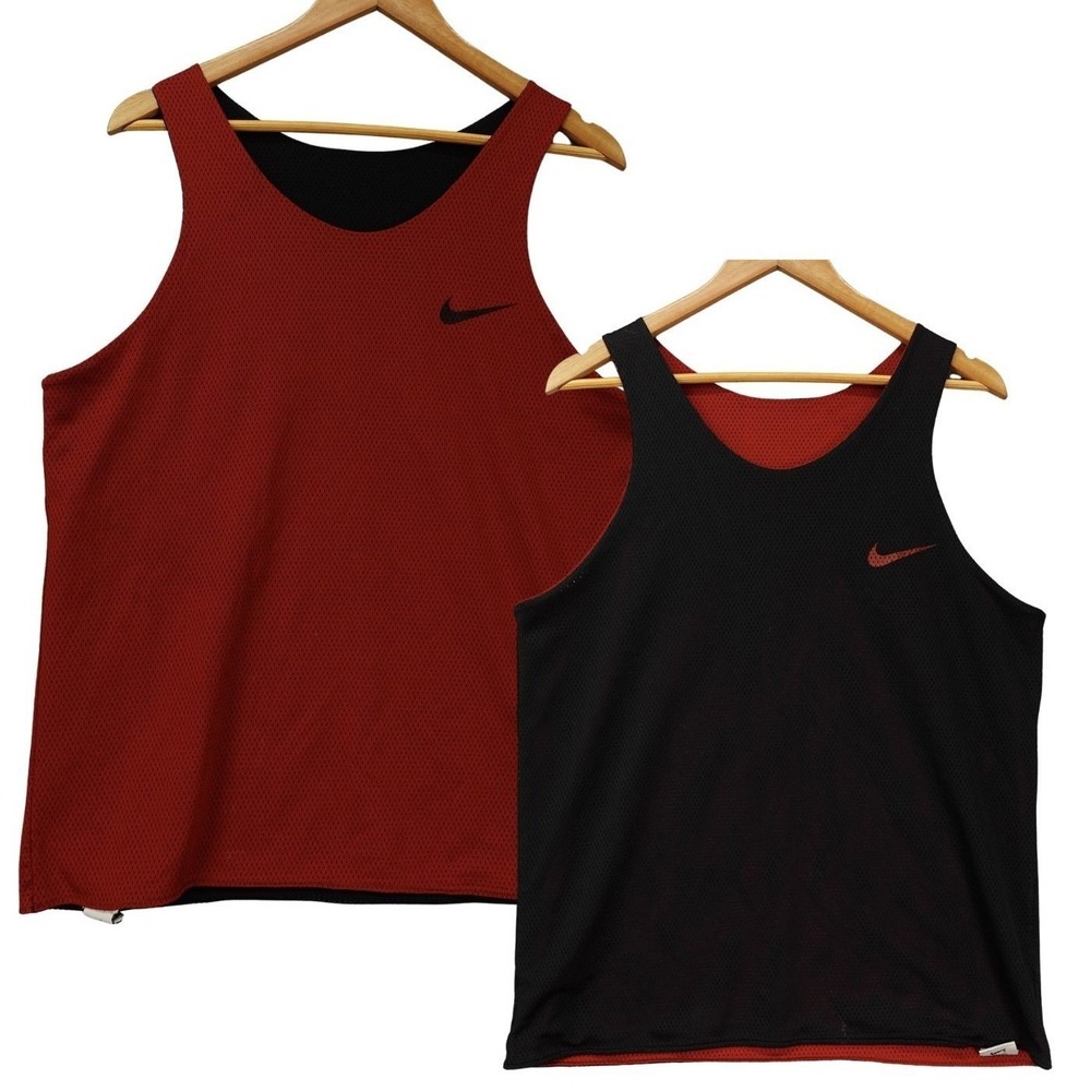 Nike Reversible Mesh Tank Top Mens M Red Black VINTAGE Swoosh Practice Jersey